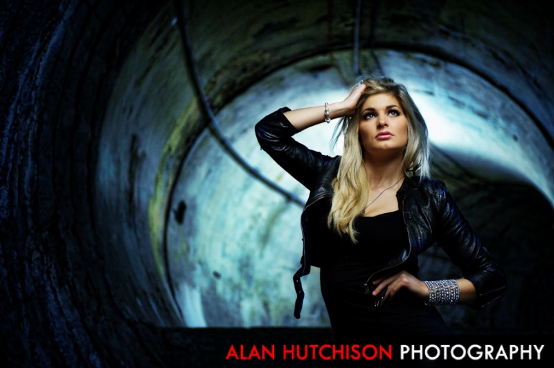 Male and Female model photo shoot of Alan Hutchison and Vivienne Edge in Abandoned Underground Station - London