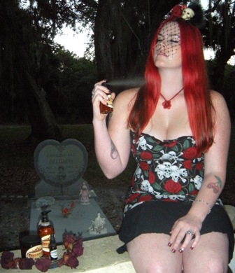Female model photo shoot of RubySkeleton in Fort Myers, FL cemetery