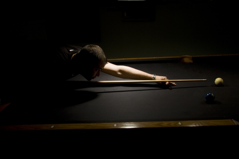 Male model photo shoot of Steven Glantz in billiards hall