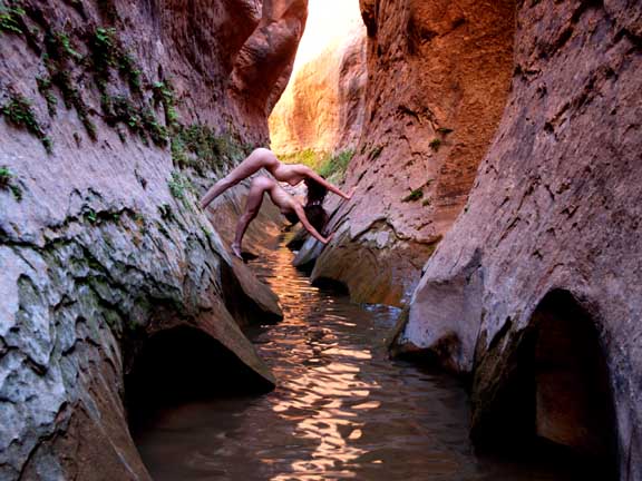 Female model photo shoot of erynn ann archy in slot canyons