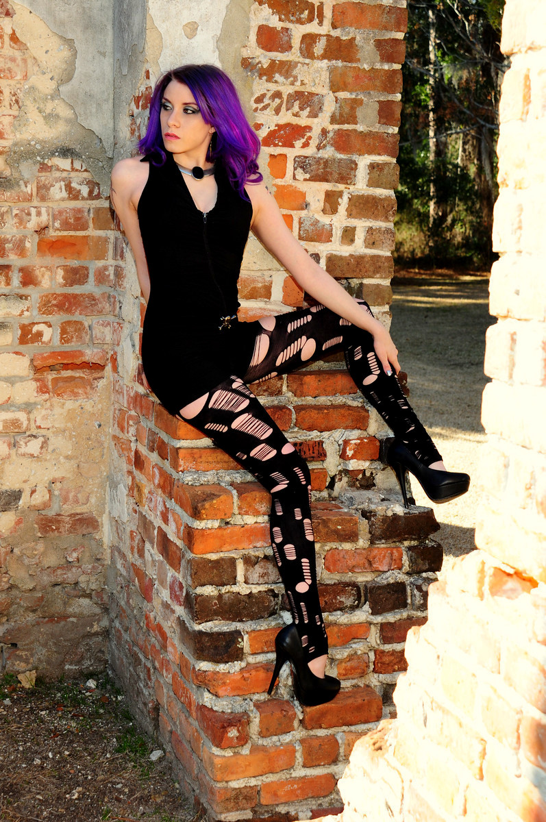 Female model photo shoot of bloodixtears by Gaze at Photography in At Old Sheldon Church Ruins.