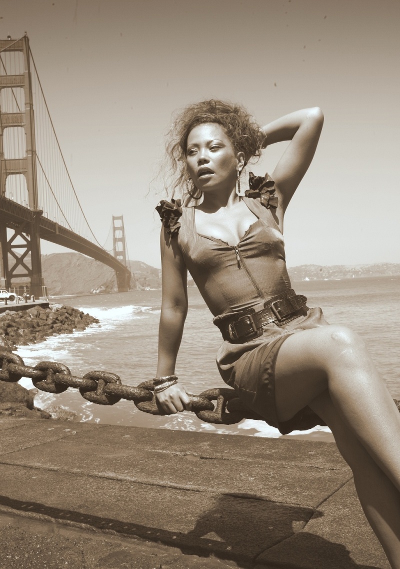 Female model photo shoot of Sarai Knowledge by Johnny Eyeball in Golden Gate Bridge, San Francisco, CA