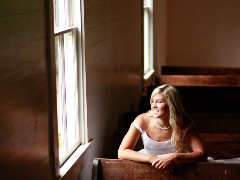 Female model photo shoot of Jenna Whidby  in Smokey Mountains Chapel