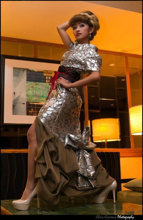 Female model photo shoot of mary sage in Sheraton Hotel Downton Denver Colorado, makeup by Cha Cha of VANITY DOLLZ, clothing designed by Francis Roces