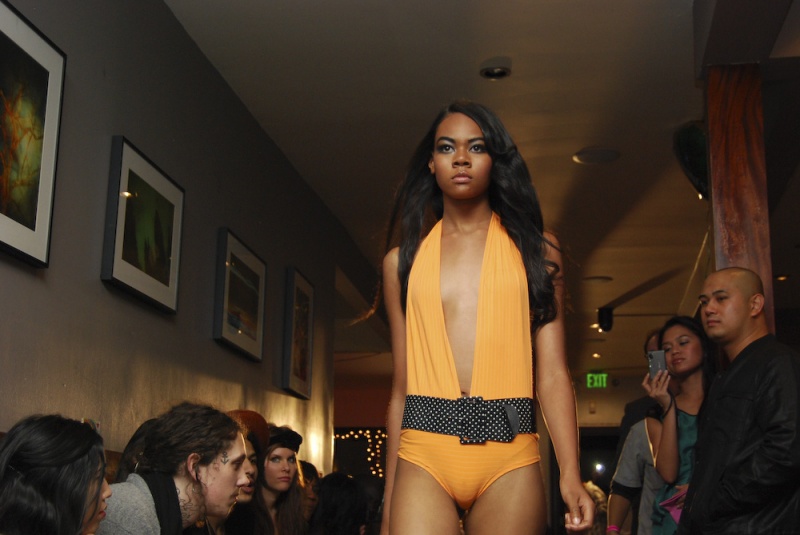 Female model photo shoot of silky smooth creations in Libertine - LA Weekly Fashion Show