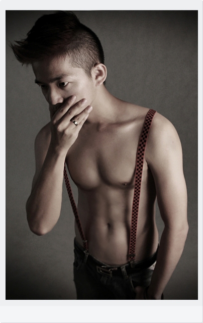 Male model photo shoot of buno in collage studio