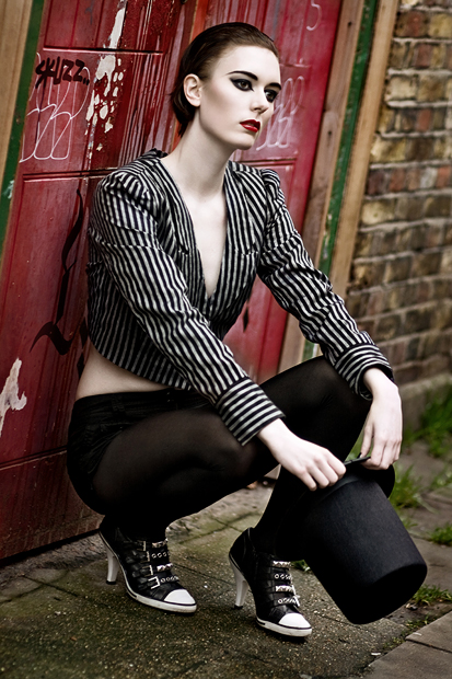 Female model photo shoot of Kirstine Granzow by Eblis Images in London, makeup by Alexandra Vlcek