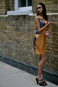 Female model photo shoot of Gemma Pyemont in London backstreets