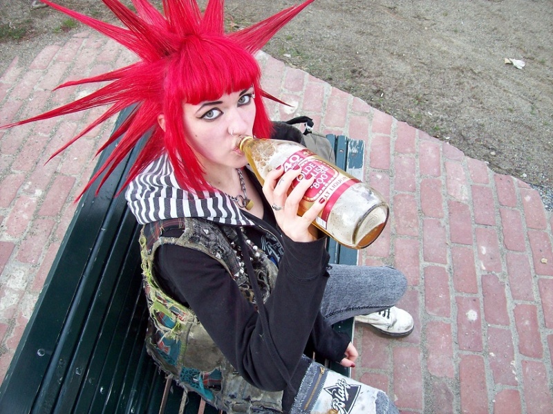 Female model photo shoot of Kay Genocide in Spokane Park....moments before a large open container ticket