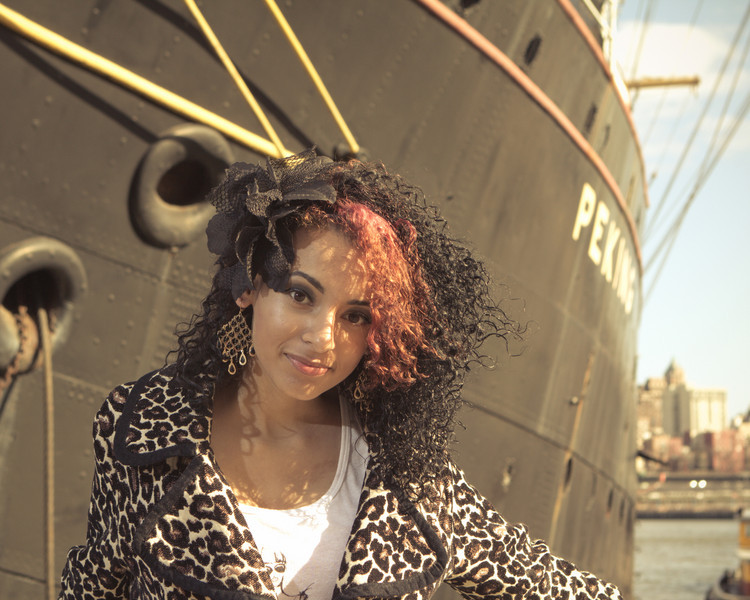Female model photo shoot of Crystal Halikias in South street seaport
