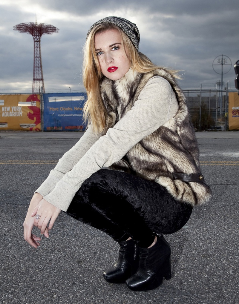 Female model photo shoot of Livia Glosikova in Coney Island