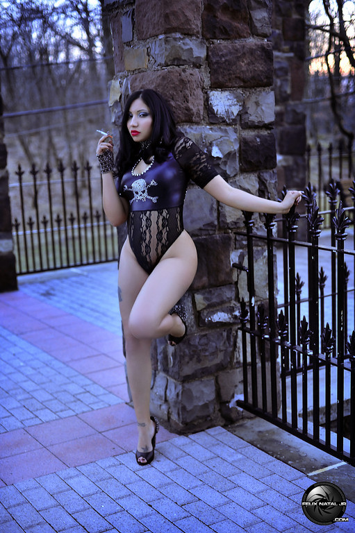 Female model photo shoot of Evie Rivera in Lambert Castle, Paterson, NJ