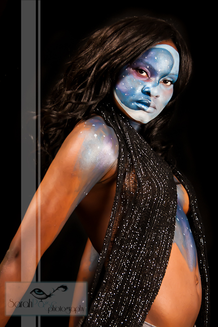 Female model photo shoot of Sarah Page BodyPainting