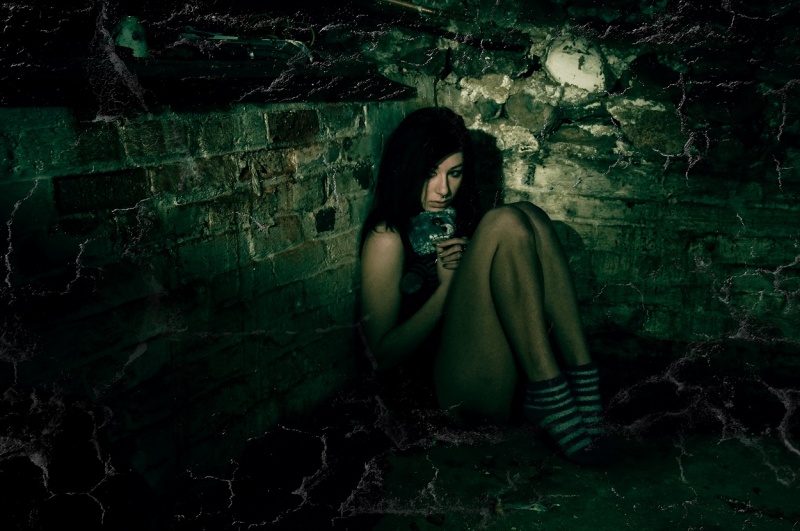 Female model photo shoot of AJ Rayne by Mannnatj in My creepy basement