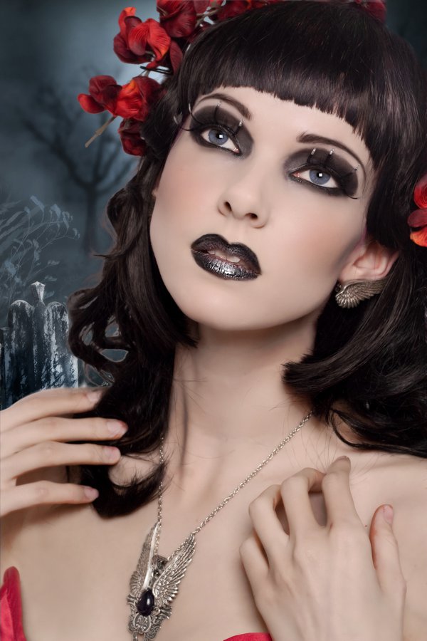 Female model photo shoot of Makeup Vamp and Raven Le Faye by Laura Dark Photography