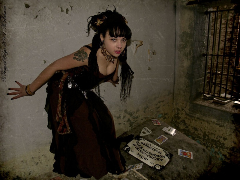 Female model photo shoot of FrayedEdge-Anne and Lightning Layne in Ohio State Reformatory, Mansfield, OH