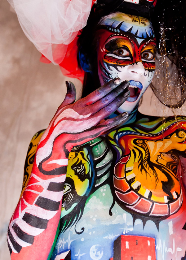 Female model photo shoot of Body Paint Girl in NABPC 2011, Dallas Texas, body painted by Natasha Kudashkina