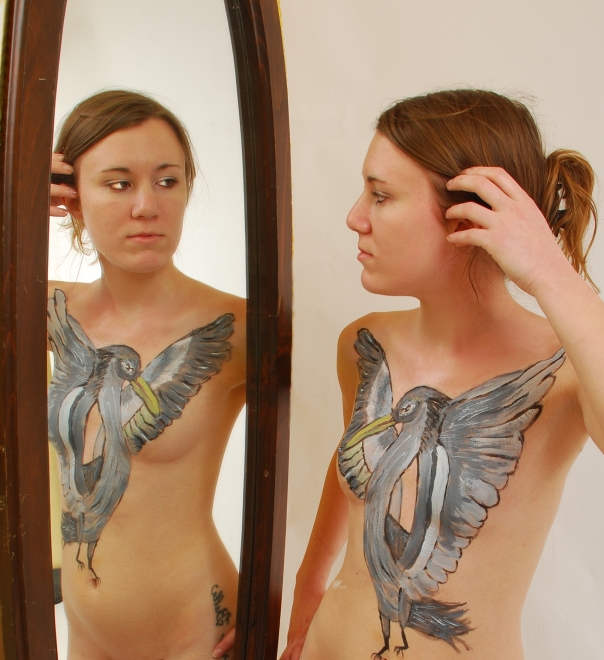Male and Female model photo shoot of Bodypaint  and Sienna Suicide