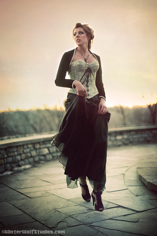 Female model photo shoot of Elli Fox by WinterWolf Studios, makeup by Ruby Randall, clothing designed by Karen von Oppen