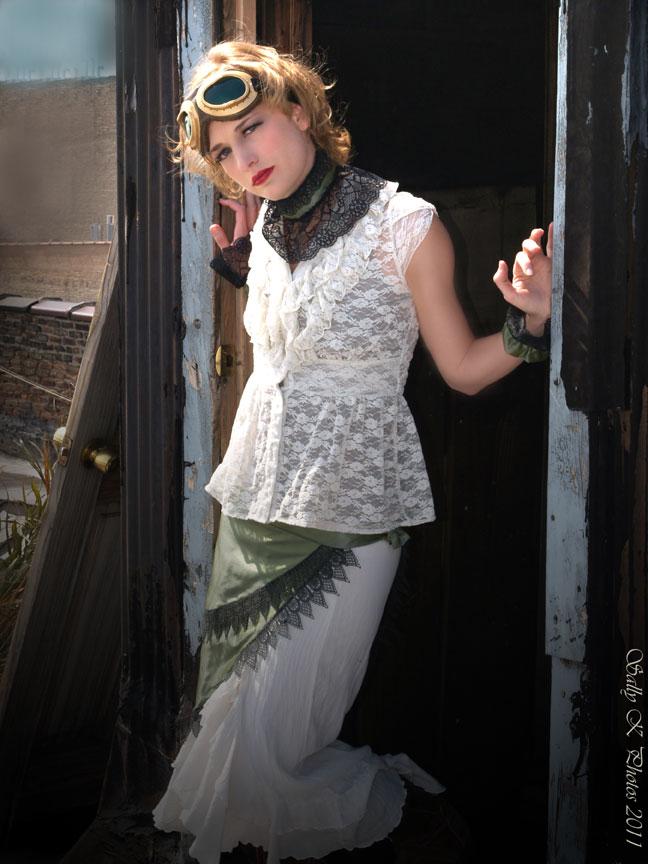 Female model photo shoot of Makeup by Sally by SallyKPhotos in Steampunk II event, clothing designed by Silversark