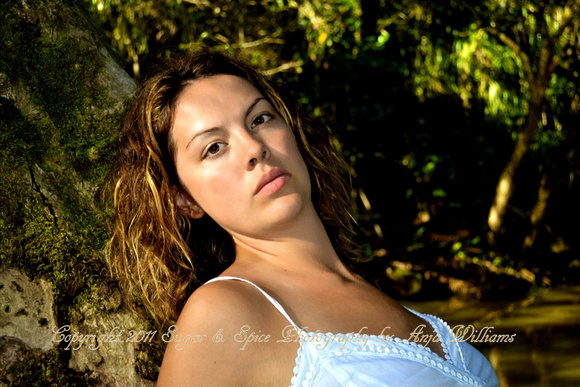 Female model photo shoot of JO JO in Waimea Falls, Hawaii, makeup by Anja Williams