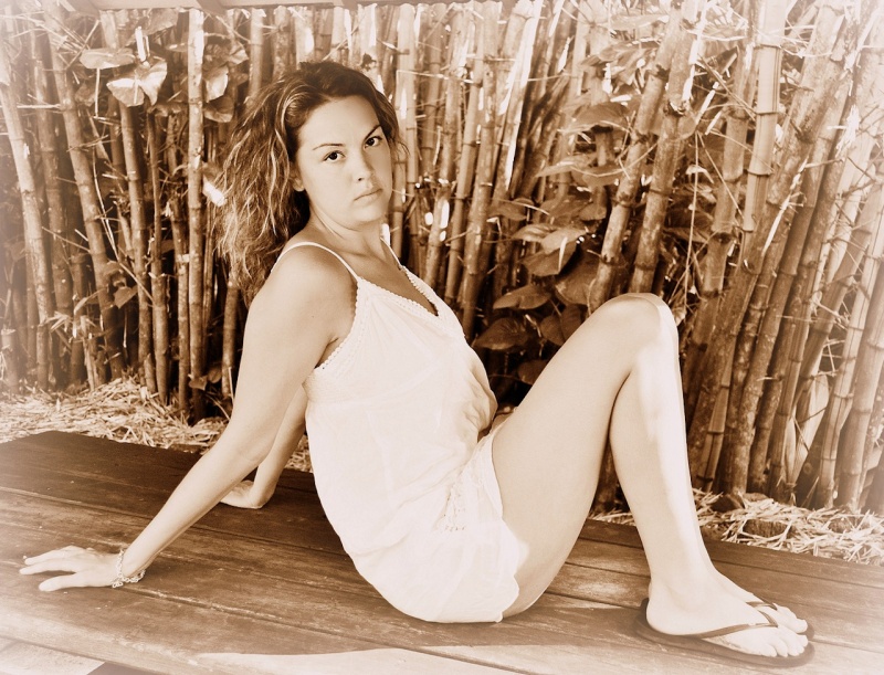 Female model photo shoot of JO JO in Waimea Falls, Hawaii, makeup by Anja Williams