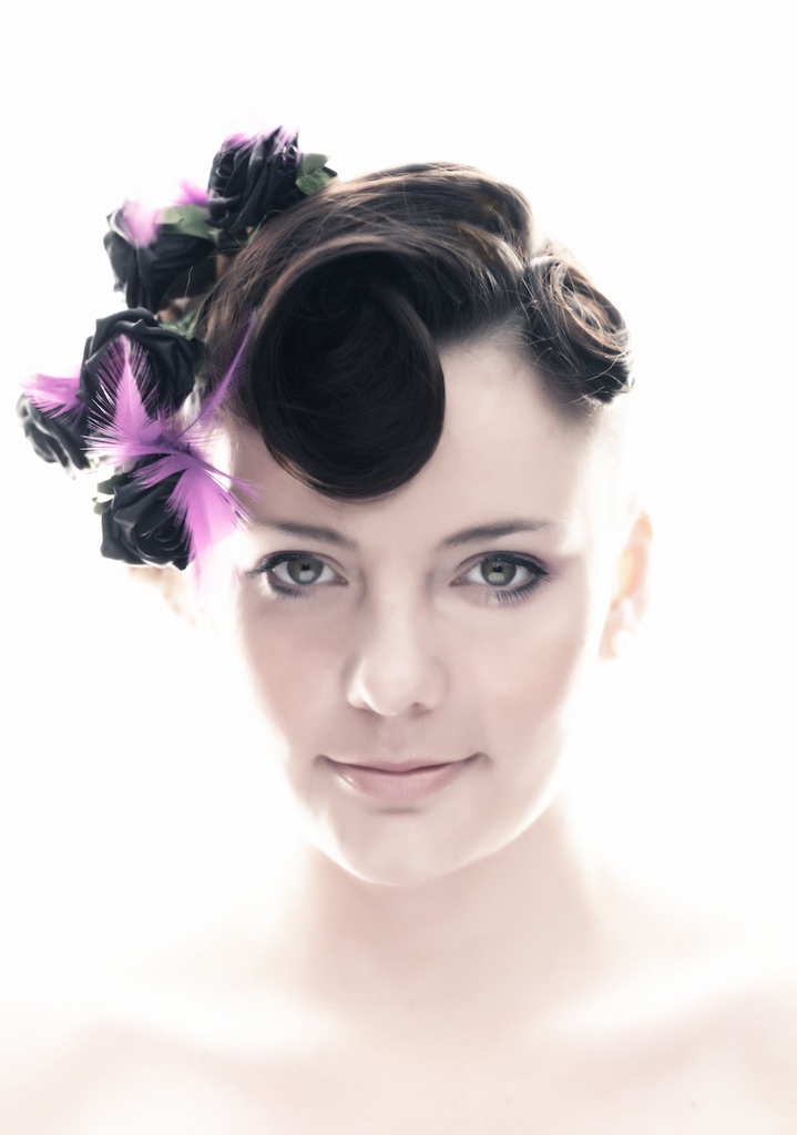 Female model photo shoot of FionaC by EspenSkogen in WALTHAM ABBEY, hair styled by FionaC, clothing designed by Velvet Blush