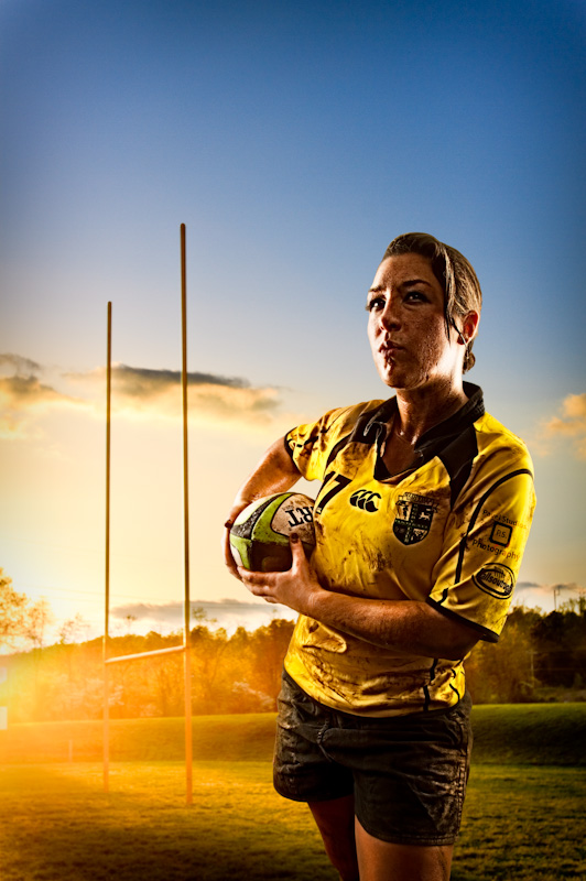 Male and Female model photo shoot of Pavel Studios Photography and CarrieLynn in A Rugby Field