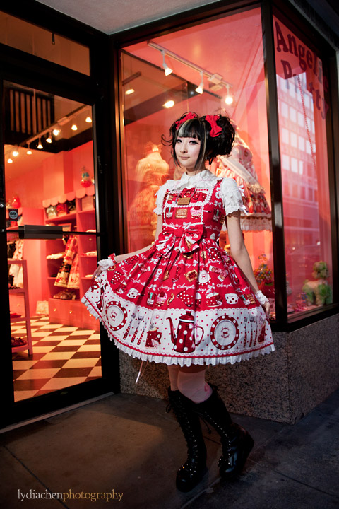 Female model photo shoot of Lydia Chen Photo and RinRin Doll in Angelic Pretty SF store