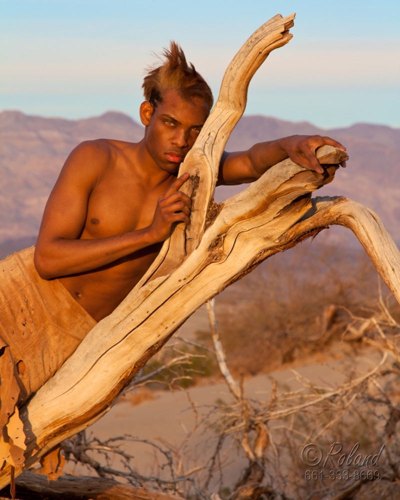 Male model photo shoot of Phoenix Nouveau  by Roland Burkert in Death Valley, CA