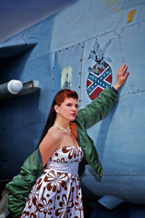 Female model photo shoot of Lil Ms REDD in Martin Air Museum, MD