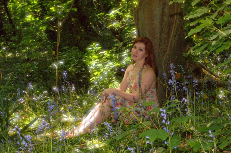 Female model photo shoot of Soliloqui in Bluebell Woods, Guernsey