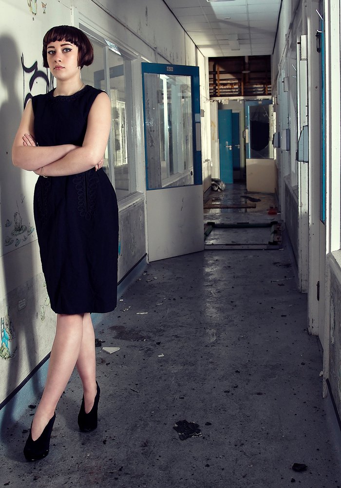 Female model photo shoot of Taylor R N-B in Old Children's Hospital, Brighton