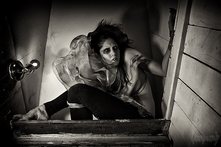 Female model photo shoot of Cannibalized and Asphyxia  by M Stephen Photography in Quincy, Ma, makeup by Nikk Noir