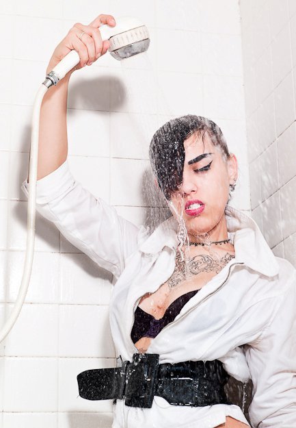 Female model photo shoot of Nikki Malicious in my shower