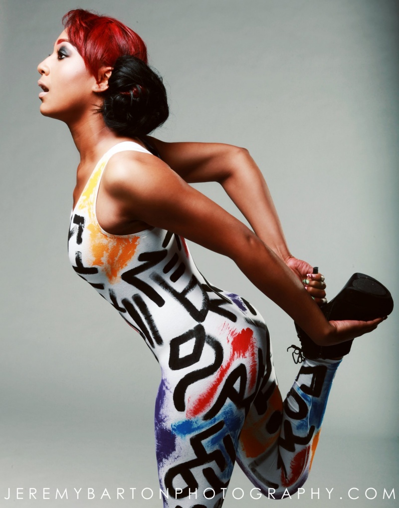 Female model photo shoot of Tiana Brooks by Jeremy Barton, clothing designed by DYE LYFE