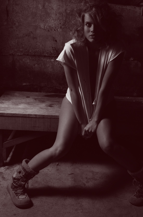 Female model photo shoot of fn__kayli in my basement... where I keep the people I've killed...