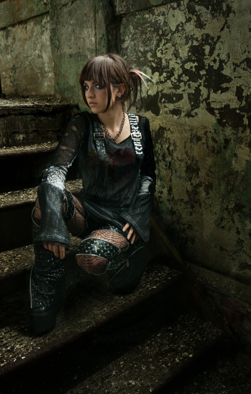 Female model photo shoot of Jeanne Killjoy and Morrighan Rafferty by Aeoin Photography in Abandoned Building in Philly
