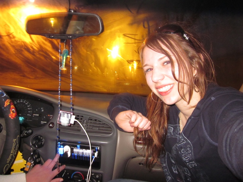 Female model photo shoot of Running Brooke in car