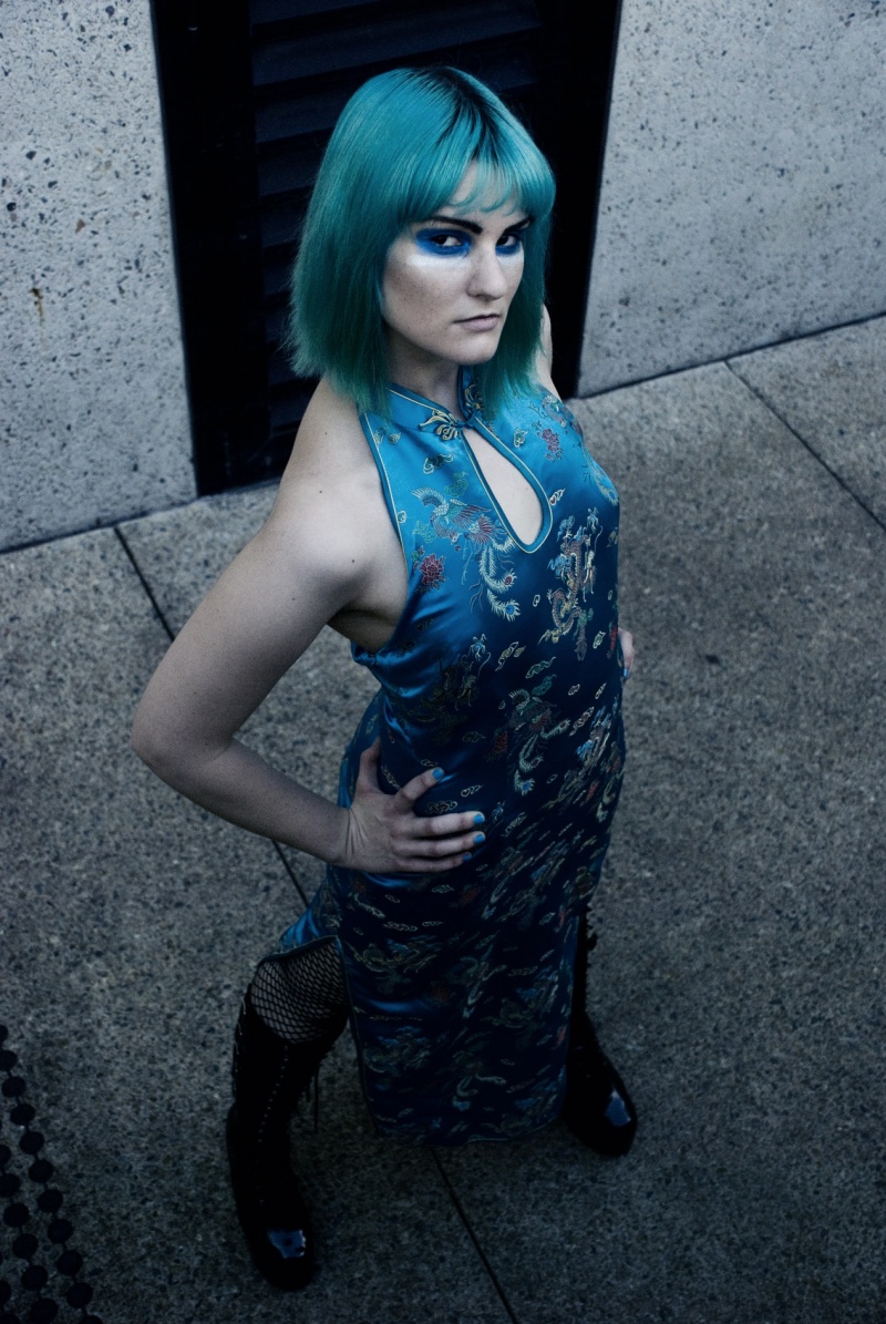 Female model photo shoot of Kitten Xaos by Kelsea K Photography in South Brisbane, makeup by 502246
