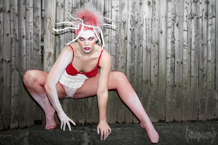 Female model photo shoot of Cannibalized in MY HOUSE, Quincy, Ma, makeup by Nikk Noir