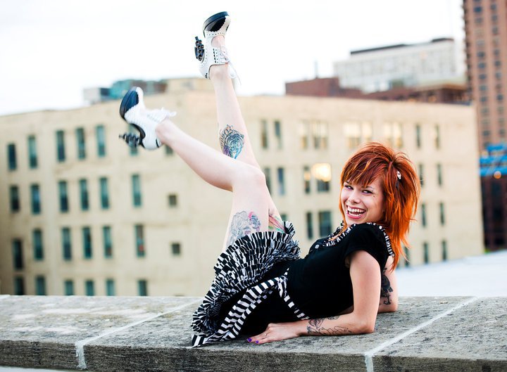 Female model photo shoot of Denver_Max in St paul rooftop