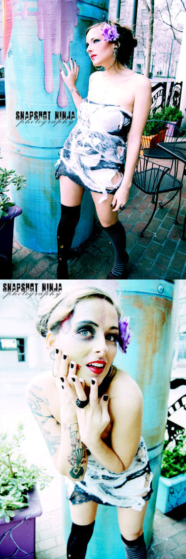 Female model photo shoot of SnapShotNinja and Tainted Gypsy in Psycho Donuts in San Jose, CA