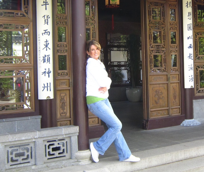 Female model photo shoot of Renee Lynn in Lan Su Chinese Garden, Portland, OR