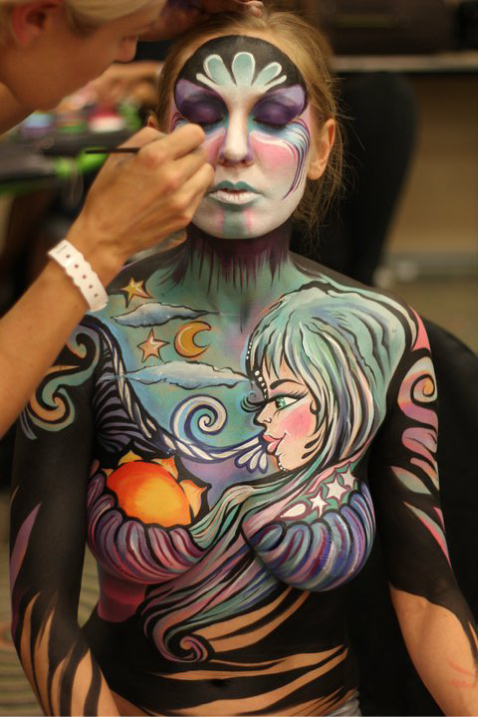 Female model photo shoot of Jamie Janett Graden and Amber LaValle in Face Painting and Body Art Convention (FABAIC) Orlando, FL