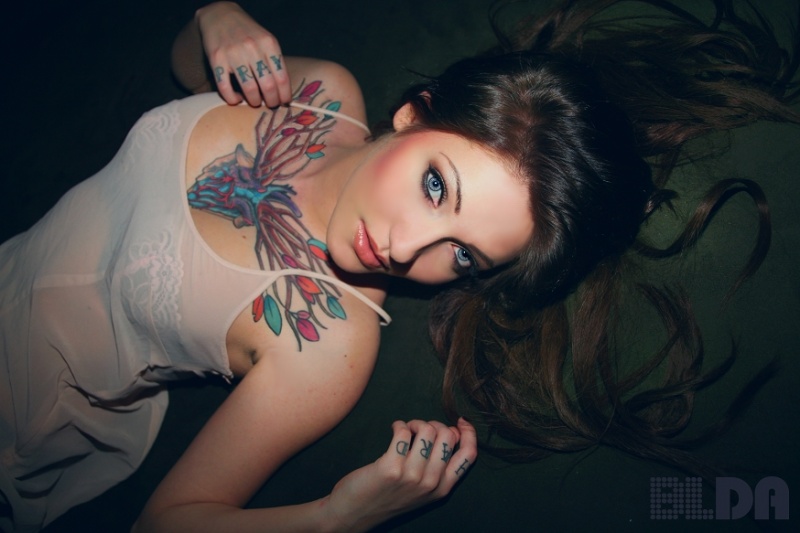 Female model photo shoot of Michaeline by BrightLights DarkAlley