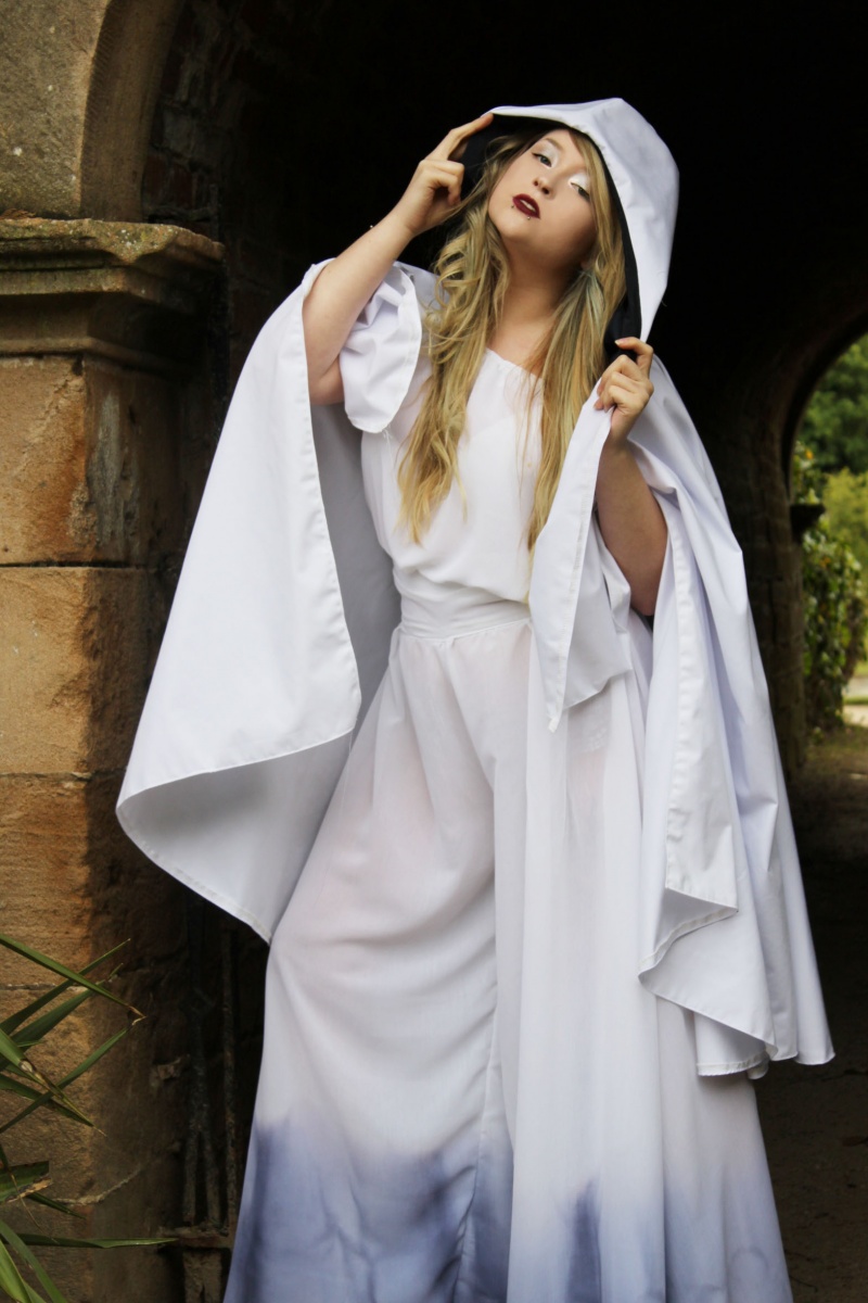 Female model photo shoot of Sarah Louise Nuttall and Natasha_Doughty in Newstead Abbey, makeup by Natalie Fox MUA