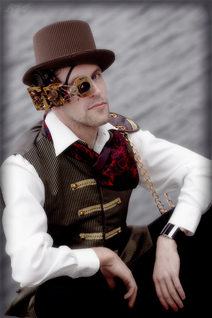 Male model photo shoot of Brend Bunte in Docklands, Melbourne, clothing designed by Clockwork Butterfly