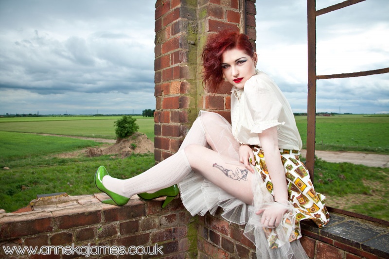 Female model photo shoot of Anneka James and Bobbie Sioux in Lincoln, UK, clothing designed by Falcieri Designs