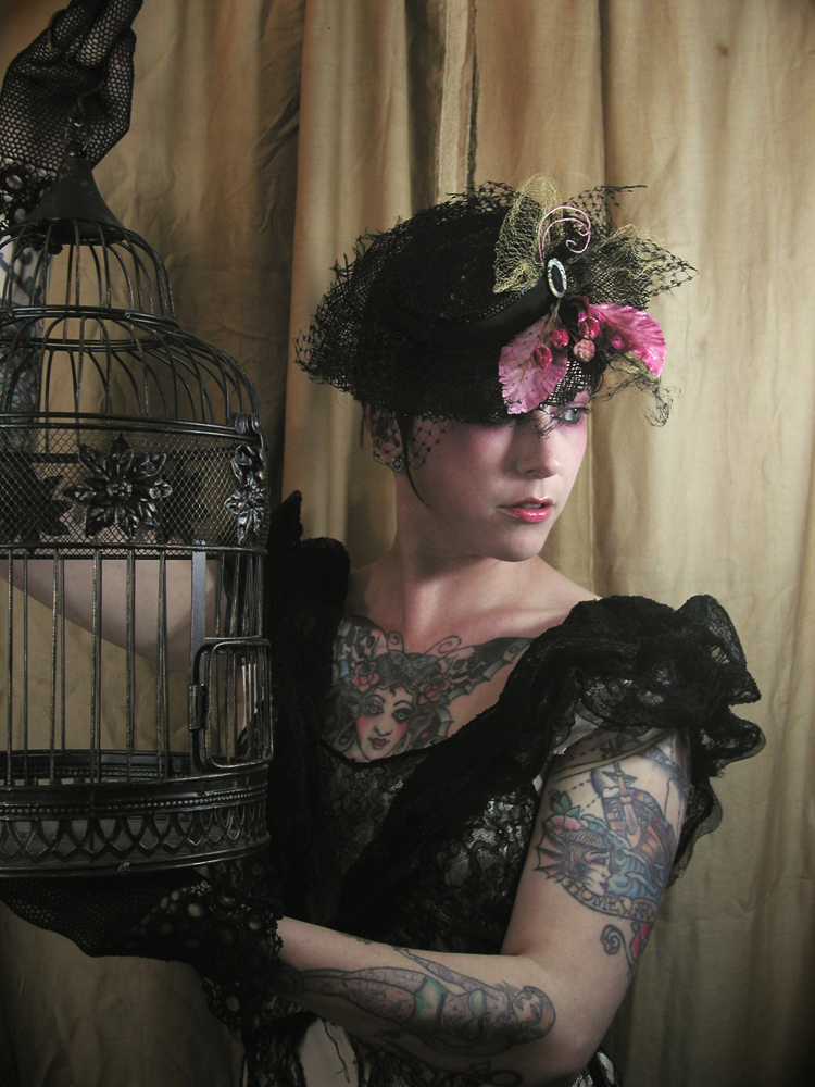 Female model photo shoot of LGLCoutureMillinery in SF Bay Area